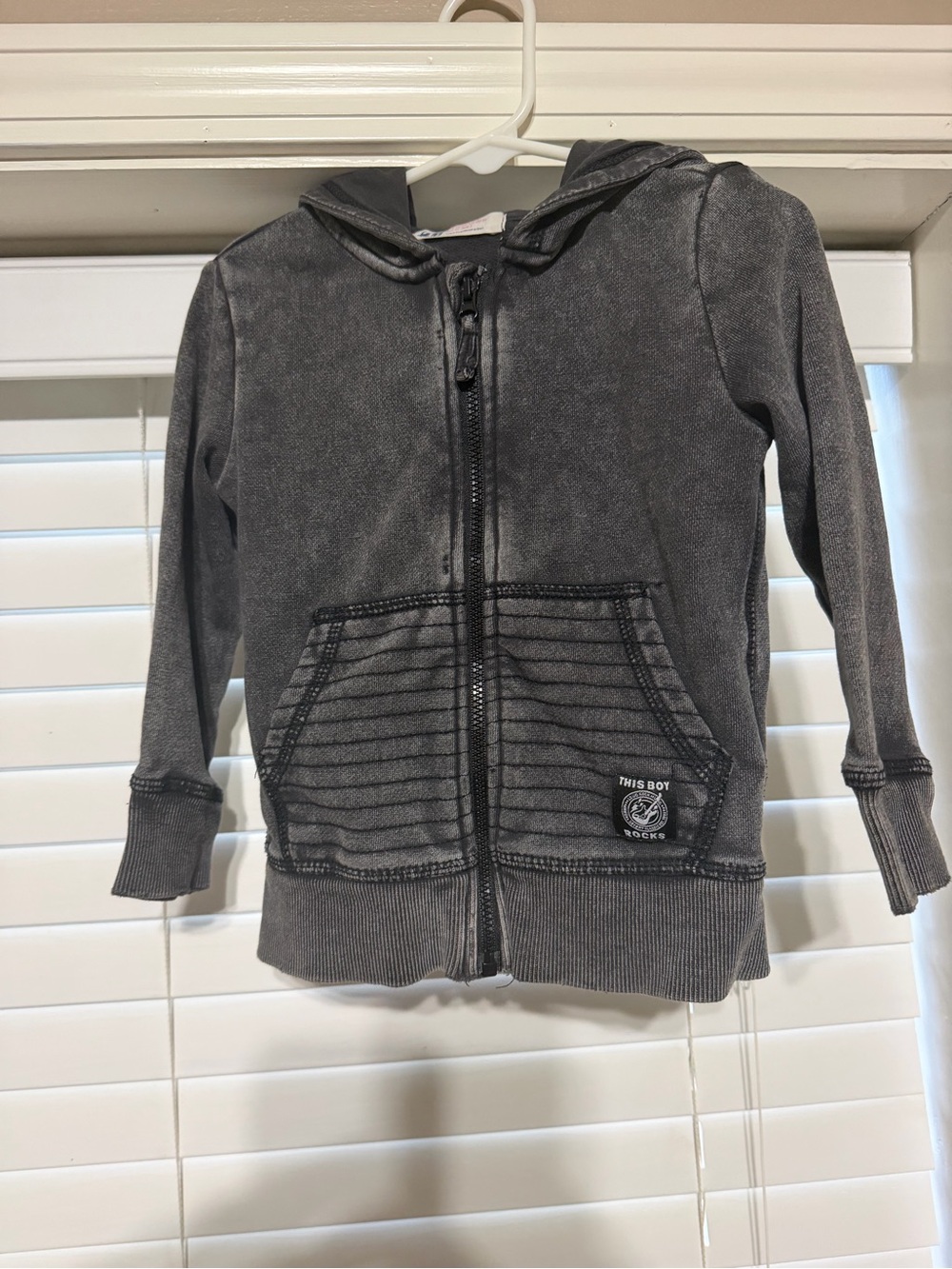 H&M Toddler Boys' Hooded Zip Jacket in Charcoal Gray